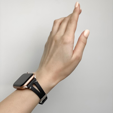 Кожаный ремешок V-Leather для Apple Watch 38/40/41mm Black Кожаный ремешок V-Leather для Apple Watch 38/40/41mm Black